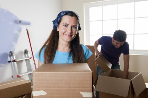 Removal van and moving boxes near Brixton homes